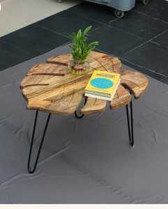 Table basse moderne en bois avec étagère de rangement ouverte, finition naturelle, table centrale durable pour la décoration intérieure - Product Image 3