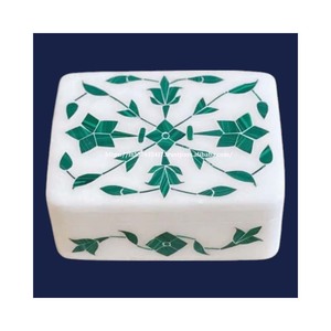 Caja de incrustaciones de mármol blanco puro de última producción y colección única con Material de nácar para artículo de embalaje de regalo de joyería - Product Image 1
