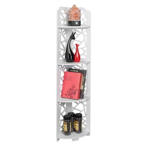 Waterproof 120 Degree Angle 4-Layer Bathroom <b>Cabinet</b> Shelf Carving Style <b>White</b> <b>Storage</b> Unit - Product Image 2