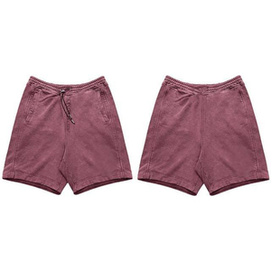 Shorts de sport pour homme personnalisables, vierges, à cordon de serrage, en molleton de coton French Terry uni, délavé à l'acide, style vintage - Product Image 5
