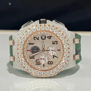 Reloj de hombre de Hip Hop hecho a mano con diamantes de moissanita, diseño de diamante helado completo personalizado de fábrica, esfera analógica, banda de silicona - Product Image 2