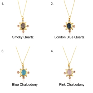 Collier pendentif en or plaqué 18 carats avec quartz hydro à coupe damier et petites pierres CZ roses, chaîne en laiton massif, idéal pour les cadeaux - Product Image 1