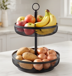 Modern Black Metal <b>Wire</b> <b>Storage</b> <b>Basket</b> Set Circle Shape Stackable Design Multi Purpose Neatening Organizer For Elegant Home - Product Image 1