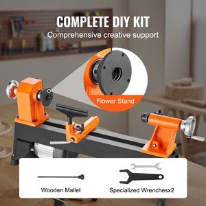 Tornio da banco per legno 10x18 pollici, motore da 0,5 HP 370W, 5 velocità regolabili, 220V - Offerte per la lavorazione del legno - Product Image 6