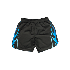Black MMA Fight <b>Shorts</b> 100% Polyester Drawstring Mid Waist <b>Woven</b> Fabric Breathable Elastic Waist Flame Print Training <b>Shorts</b> - Product Image 2