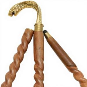 Bâton de marche avec poignée |   Canne en bois pliante à 3 sections, faite à la main, avec tête de serpent en laiton |   Cadeau personnalisé pour hommes et femmes - Product Image 3