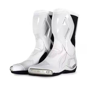 2026 Black White Contrast Color Customizable Breathable Unisex Adult PU Leather Racing Motorbike Boots Stylish - Product Image 6