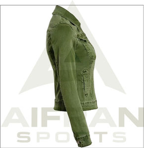 Chaqueta Vaquera Verde Oliva para Mujer AIFRAN SPORTS, Estilo Camionero, Cuello Camisero, Botones al Frente, Manga Larga, Talla Grande, para Invierno - Product Image 4