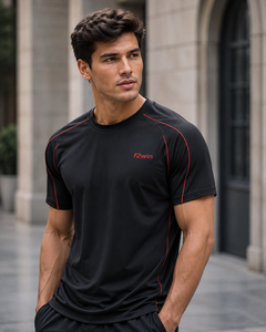 Camiseta Formal de Manga Corta para Hombre F2win, Cuello Redondo, Secado Rápido, Corte Regular, Tejido de Poliéster/Algodón Ecológico, Antiarrugas, la Mejor - Product Image 2