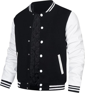 Blouson universitaire pour homme grande taille, personnalisé, en laine, avec manches en similicuir, à capuche, vierge, style baseball, pour équipes scolaires et universitaires, vente en gros - Product Image 4