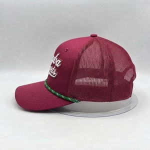 Casquette de camionneur en maille Meyba Sports, ajustable, unisexe, décontractée, 6 panneaux, pour adulte, été, rouge avec bordure verte - Product Image 2