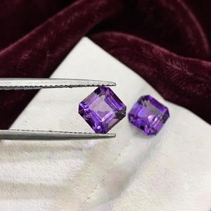 Paire de pierres précieuses d'améthyste violette naturelle, 2,00 carats, taille Asscher, facettées, assorties, certifiées par un tiers, pour la fabrication de bijoux - Product Image 6