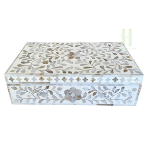 Boîte en bois de nacre antique Boîte de vadrouille à motif floral pour le stockage du chocolat Produit artisanal de l'usine du Vietnam - Product Image 2