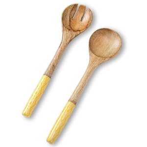 Wooden salad <b>server</b> spoon fork set handmade eco friendly utensils for serving fresh salad and kitchen decoration - Product Image 5