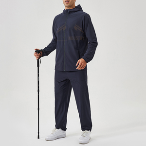 Ensemble de survêtement pour homme en coton 100% écologique, couleur beige uni, à capuche, décontracté, sweat-shirt à manches longues, pantalon de jogging, deux pièces - Product Image 4