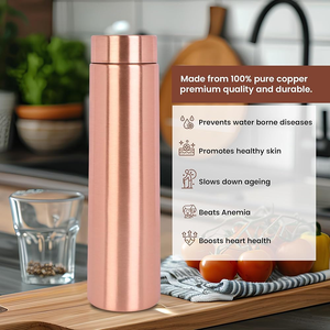 Nouvelle conception de bouteille d'eau en cuivre d'Inde, pure, pour boire de l'eau, idéale pour les voyages, la salle de sport, le bureau, les cadeaux, spéciale pour Noël - Product Image 3