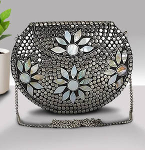 Bolso de mano con diseño de piedra y cuentas de mosaico con cierre a presión magnético forrado de algodón, bolso de hombro y bolso para bodas - Product Image 2