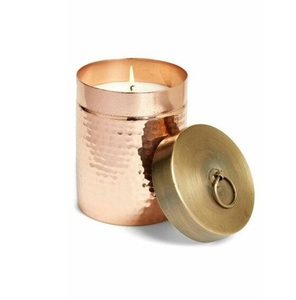 Modern <b>Polished</b> Copper Candle Jar Lid | Handmade Durable Candle Container for Religious Use Custom Shape | Soy <b>Wax</b> Candle Holder - Product Image 3