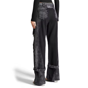 OARH INT INDUSTRY Pantalones Cargo de Mezclilla Transpirables y Ecológicos de Cintura Alta con Cremalleras y Aberturas, Ajuste Regular, Largos, para Mujer - Product Image 2