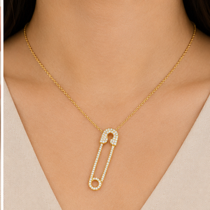 Trendy Luxurious 10K <b>Solid</b> <b>Gold</b> Safety Pin Charms <b>Pendant</b> Lab Grown Diamond Customizable Women's Jewelry for All Occasions Gifts - Product Image 2
