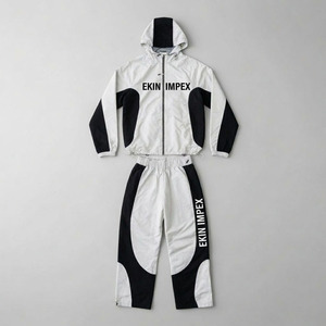 Professional White Black Hoodie Pants Set Ekin Impex Solid Reflective Sportwear <b>Tracksuit</b> Oversized Casual OEM Bulk 100% Cotton - Product Image 1