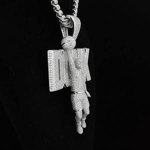 Colgante de jugador de baloncesto Dunk con incrustaciones de diamantes, plata 925, joyería hip hop para hombre, uso diario. - Product Image 2