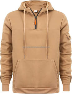 Sweat-shirts à capuche pour hommes de haute qualité du fabricant, 100 % coton biologique, à demi-zip, motif uni, col à capuche, numérisés - Product Image 1