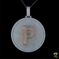 Pendentif lettre P en moissanite véritable en argent sterling 925, collier personnalisé style streetwear pour homme, bijoux de rappeur