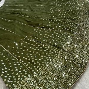 New Collection Traditional Georgette Short Sleeves Casual <b>Lehenga</b> Choli Resham Sequins Embroidery Women Regular Fit All Seasons - Product Image 3