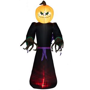 Decorazione Gonfiabile da Giardino per Halloween, 7 Piedi, LED, Fantasma, Falce e Zucca, Impermeabile, per Esterni - Product Image 1