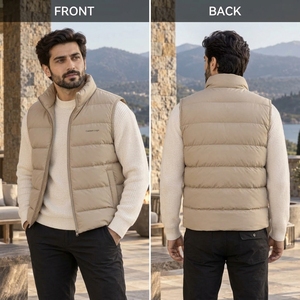 Gilet en duvet élégant pour homme, fabriqué avec une isolation en duvet de qualité supérieure, un tissu extérieur résistant, une coupe confortable et une chaleur douillette pour les voyages. - Product Image 6