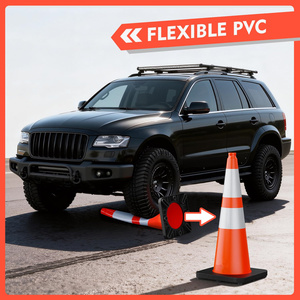 กรวยจราจร CITICITY ขนาด 28 นิ้ว พร้อมฐานถ่วงน้ำหนักสีดำ กรวยสีส้มพร้อมแถบสะท้อนแสงสำหรับจอดรถ ความปลอดภัยบนท้องถนน - Product Image 3