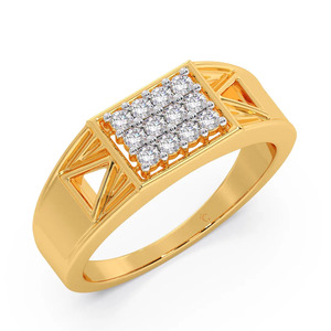 แหวนตราประทับทองประดับเพชรทรงสี่เหลี่ยม - Product Image 3