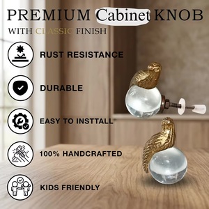 Ba Brass Bird Perched Crystal Glass Cabinet Knob Traditional Furniture Handle Home Office Decor - Product Image 4