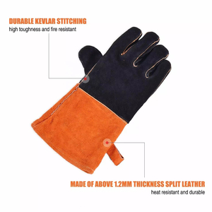 BBQ Leather <b>Gloves</b> <b>Cooking</b> Grill <b>Gloves</b> Heat Resistant Supplier Leather BBQ <b>Gloves</b> Heat Protection <b>Cooking</b> <b>Gloves</b> Outdoor Use - Product Image 4