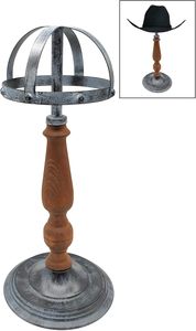 Rustic Metal Wood Freestanding <b>Hat</b> Rack <b>Stand</b> Multi-Purpose Cap Wig Accessory Organizer Display in Rustic Gray - Product Image 3