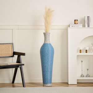 Vase de sol élégant bicolore brun foncé de 39 pouces, en rotin artificiel durable, accessoire décoratif de grande taille - Product Image 2