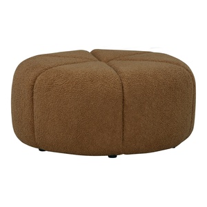 Contemporary Durable Portable Upholstered Fabric Pouf Large Round Ottoman for Home Bedroom <b>Lounge</b> Furniture - Product Image 1