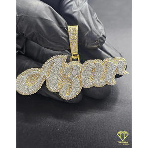 "ASAR" <b>Letter</b> Name Pendant Iced Out Lab Grown Diamond Hip Hop Necklace Gold Bling Custom Jewelry Gift - Product Image 6