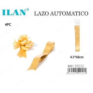 Fiocco Automatico Dorato ILAN 4,5x68 cm, 4 Pezzi per Confezioni Regalo - Product Image 3