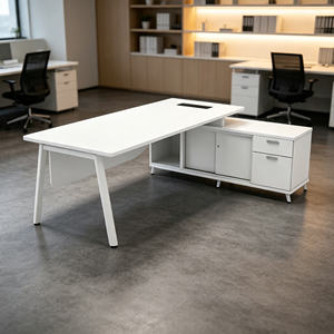 High Quality White Steel Wooden L-Shaped Executive Desk Organized Storage Cabinet Modern Multi-Purpose <b>Workstation</b> for - Product Image 1