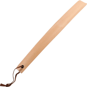 Chausse-pied artisanal en bois massif, aide à l'enfilage des chaussures plates avec sangle de suspension en cuir - Product Image 1
