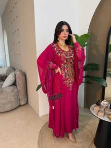 Wholesale Ethnic Wedding Evening Party Wear <b>Kaftan</b> High Neck Flared Hem Long Sleeve Floor Length Lightweight <b>Plus</b> <b>Size</b> Polyester - Product Image 5