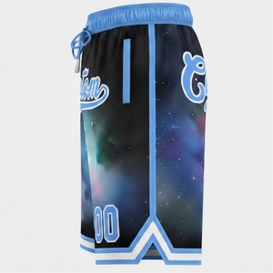 Pantalones Cortos de Baloncesto Personalizados para Hombre, Casuales, Azules, Cintura Elástica, Secado Rápido, Diseño Deportivo, Número 00, Logotipo Frontal - Product Image 3