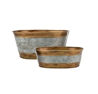 Ensemble de pots en métal galvanisé au design unique avec poignées pour jardin, fleurs, plantes vertes, décoration intérieure et extérieure