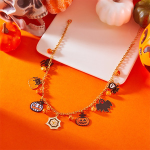 Collar con colgante de planta de Halloween, de aleación, con diamantes de imitación, moderno, para niños, estilo gótico, para festivales, joyería de moda al por mayor - Product Image 4