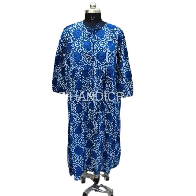 Boho Style Dress Cotton Printed Women Dress Long Sleeve Loose Dresses Women Party Wear Christmas sale