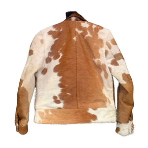 <b>Men</b>’s Cowhide Leather Denim Style Jacket Black <b>White</b> Pattern Chest Pockets Trucker Fashion Streetwear Premium Outerwear <b>Coat</b> - Product Image 2