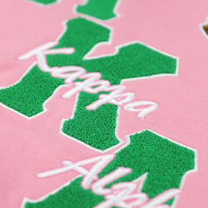 Sweat-shirt rose AKA avec broderie en chenille verte, col rond, pour femmes, style grec, col rond, coupe décontractée, sweat-shirt élégant de qualité supérieure - Product Image 6