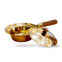 Pot en laiton véritable fait main de 8 pouces avec poignée en bois, fabrication thaïlandaise, léger, style thaïlandais, pour servir des soupes chaudes